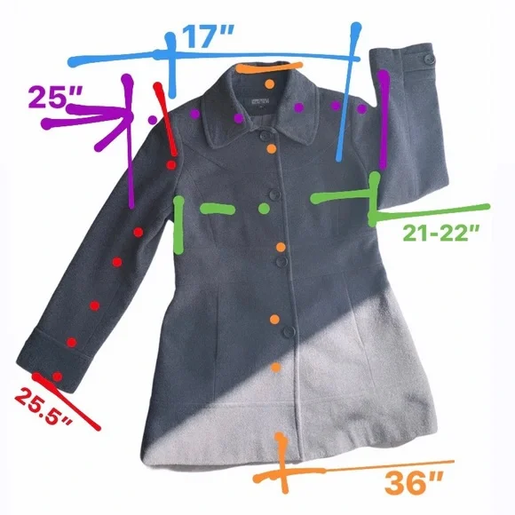 Kenneth Cole Wool Classy Button Down Dress Pea Coat Single Breasted Gray 12 - Picture 16 of 16